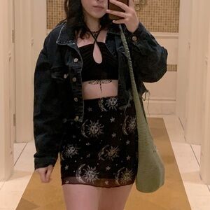 distressed black denim cropped jacket